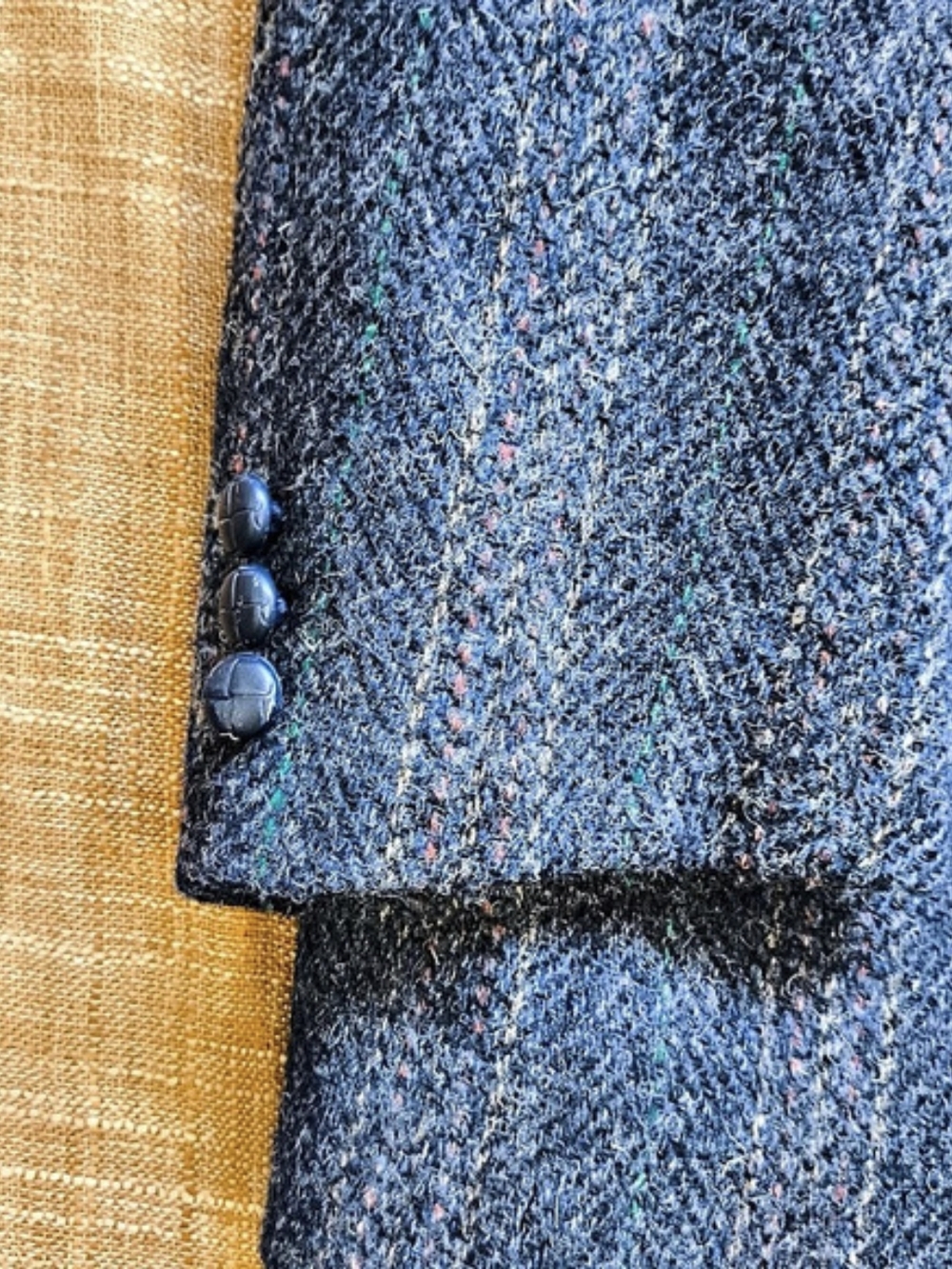 Harris Tweed Wool Sport Coat Striped Herringbone Slate Blue Grey Rust Size 46R - Picture 9 of 16